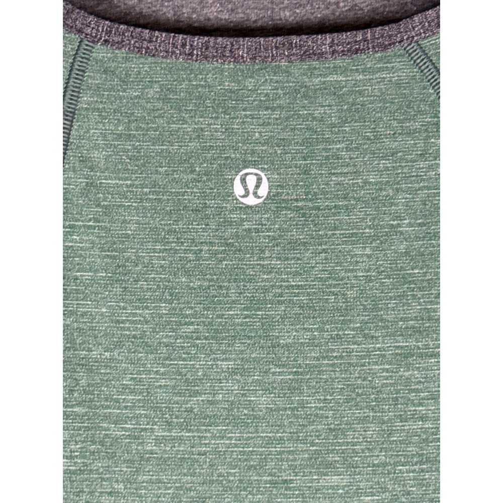 Lululemon Mens Short Sleeve Athletic Shirt Green Gray Space Dye Logo Size M gym - Picture 6 of 8